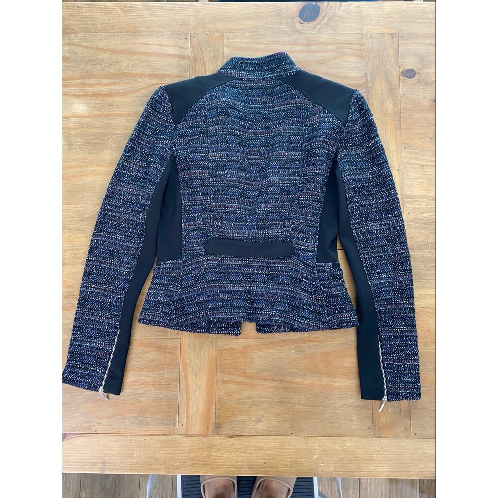 White House Black Market Tweed Moto Style Women’s Jacket Size 2 - Picture 2 of 8